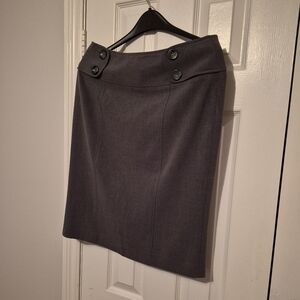 Harve Benard Charcoal Pencil Skirt with Button Detail